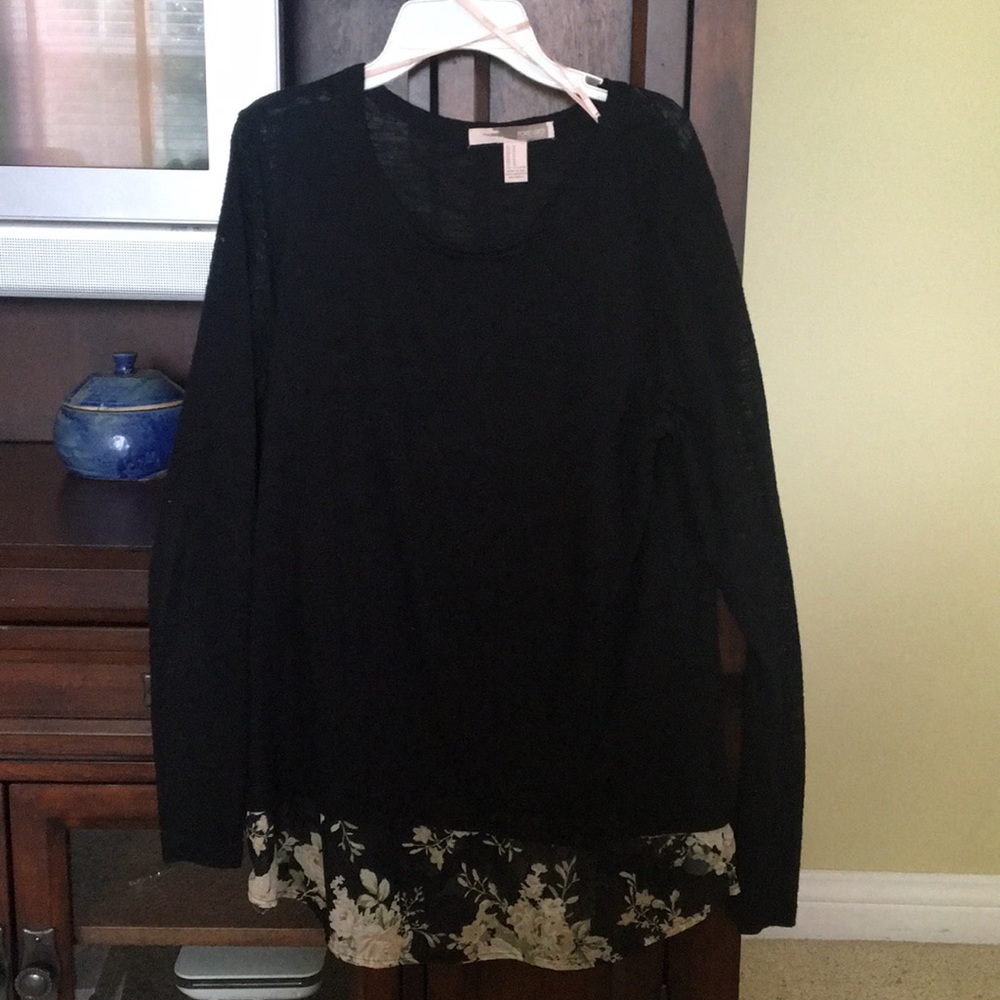 Black with floral long sleeve shirt